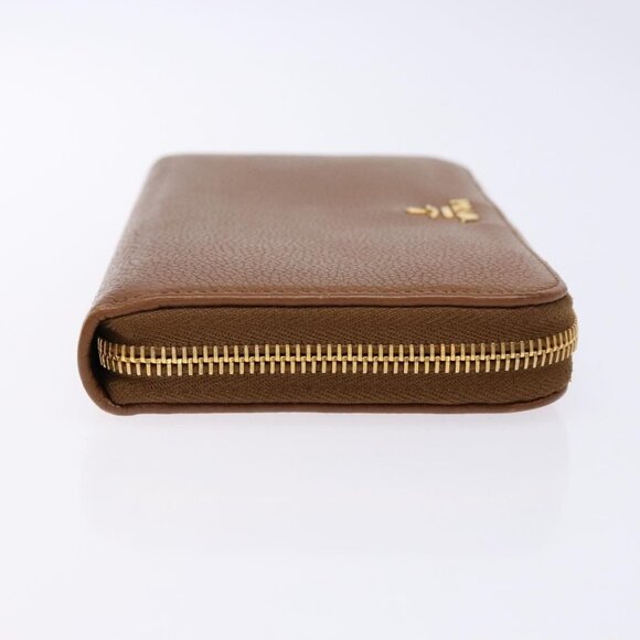 PRADA Long Wallet Leather Brown Gold Auth 133495 - Picture 5 of 16